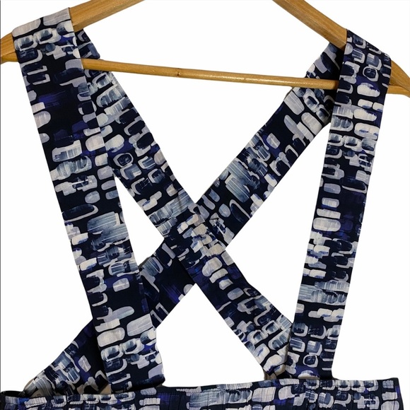 Samantha Leibowitz Blue White Geometric Suspender Skirt Plus Size XXL - Picture 5 of 13